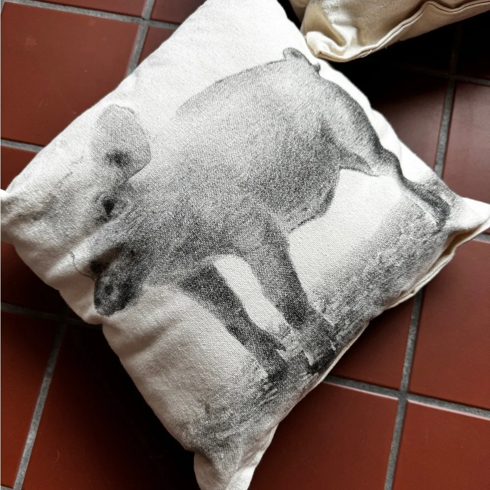 NEW Pig & Goat Pillows by Eric & Christopher 100% cotton Whimsical Farm …